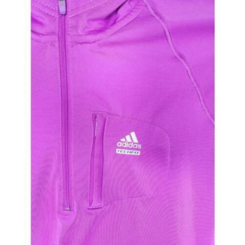 Adidas shirt womens M purple quarter zip techfit hoodie pullover workout run - Picture 2 of 6